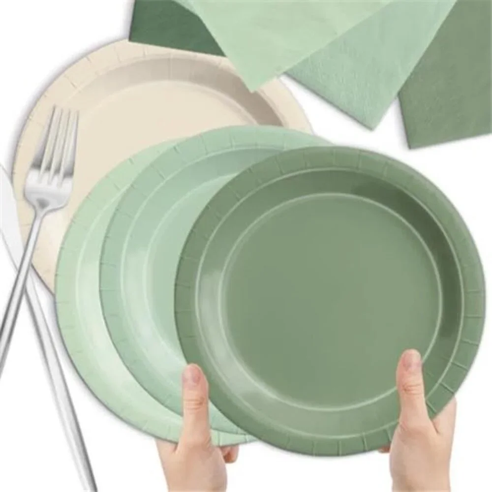 Sage Green Party Supplies 60pcs Plates and Napkins Baby Shower Birthday Wedding